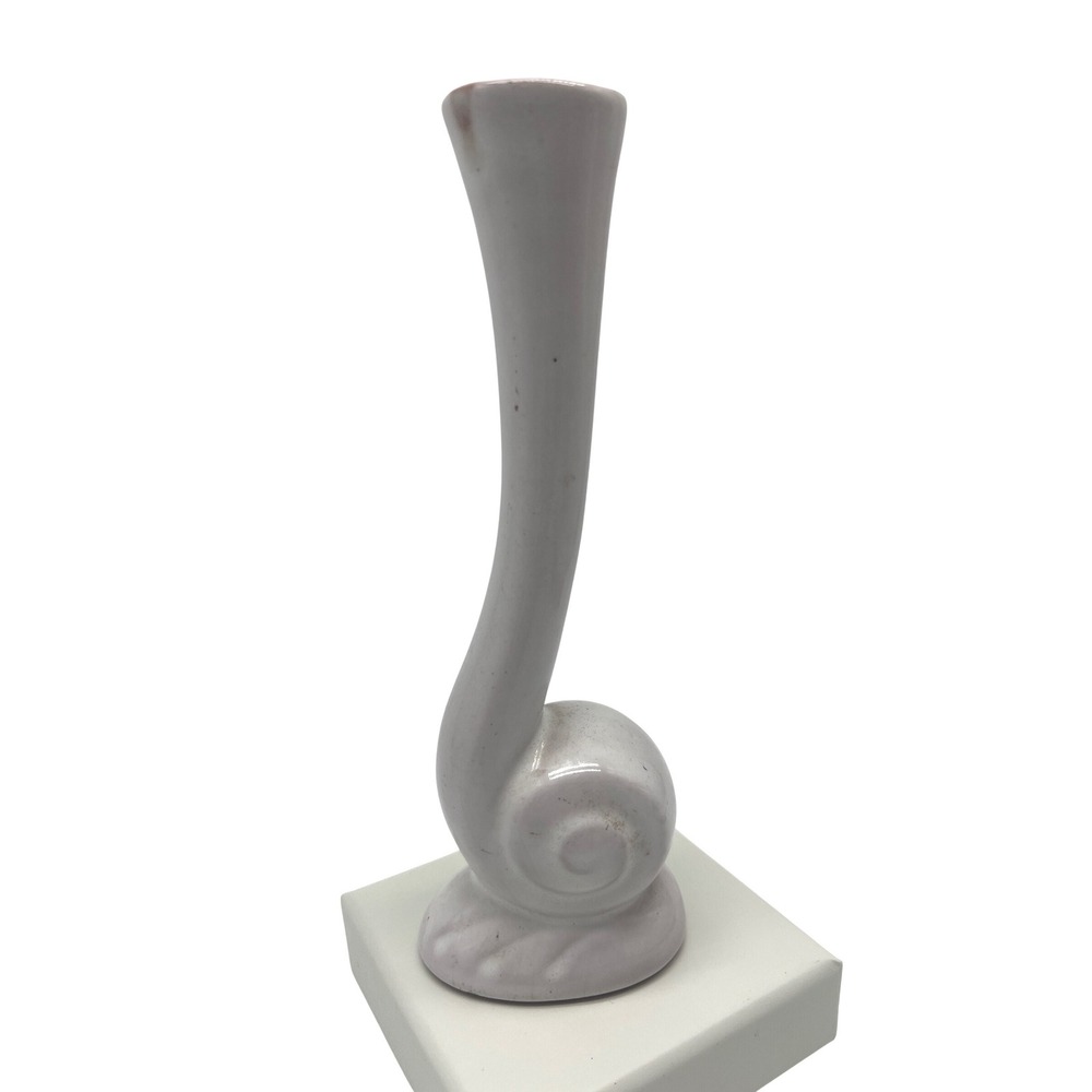 Vintage White Frankoma‎ Pottery Snail Bud Vase